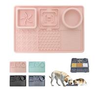 MORAINJAY Licky Mats for Dogs&Cats,3 in 1 Pet Slow Feeder Bowl with Suction Cups,Pink 30x20cm Lick Mats,Slow Feeder,Water Bowl,Anti-Spill Edge,Anti-Slip,Anxiety Relief Dog Toys Pet Food Mat