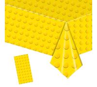 MORAINJAY Party Tablecloth,Building Blocks Table Cloth,137x274cm Yellow Building Blocks Themed Table Cover for Kids,Table Decorations for Boys Girls Birthday Party Supplies