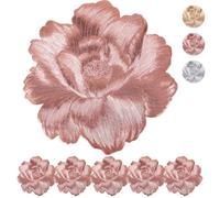 MORAINJAY Red Placemats Set of 6,38CM/15inch Place mats for Table, Flower PVC Table Placemats,Heat Resistant Non-Slip,Elegance Design Dinning Mats for Wedding,Restaurant,Party Decor(ST114TJ)