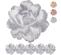 MORAINJAY Silver Placemats Set of 6,38CM/15inch Place mats for Table,Flower PVC Table Placemats,Heat Resistant Non-Slip,Elegance Design Dinning Mats for Wedding,Restaurant,Party Decor(Style E)