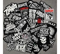 Morale Patch, 50 Pcs Mixed Patches Band Rock Music Badges Punk Embroidery Skull Patches for Jacket Jeans Backpacks Hat Assorted Style Badges Clothes Stickers DIY Applique Stripe (C)
