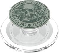 Morally Grey is My Favorite Color Floral Skull Dark Romance PopSockets PopGrip for MagSafe