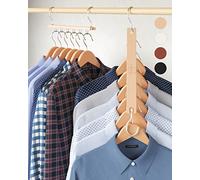 MORALVE Space Saving Hangers for Wardrobe - 4 Pack European Beechwood 6-Tier Shirt Organiser with 360° Swivel Hook - Collapsible Clothes Hanger for Wardrobe Organisation (Hangers Not Included)