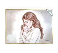MORANA Hand Painted Capezzal on Print 104 x 74 cm - Wooden Frame 2 cm Gold - The Kiss of Silk - Bedroom Furniture - Fine Gift - Made in Italy