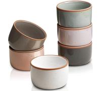 Morandi Color Ramekins Set of 6, 6 oz Creme Brulee Ramekin Oven Safe, Porcelain Ramekin Bowls, Mini Cheesecake Pans, Small Baking Dish, Dipping Sauce Bowls, Ramekins for Baking Souffle, Ice Cream