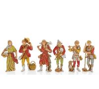 Moranduzzo 6 Shepherds Set for 8 cm Nativity Scene - COMPACT 8 - Scale 1:22 - Unbreakable Hand-Painted Figurines, Made in Italy, Sculptor M. Landi