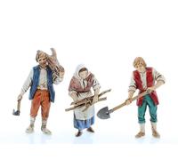 Moranduzzo Couple with Firewood and Farmer for 4-inch Nativity Scene 1:20 Scale - Indestructible Figures - 18th Century Style,Hand Painted and Finished,Official Product,Made in Italy,Sculptor M. Landi