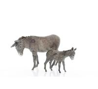 Moranduzzo Donkey and Foal H. max 1.69 in for 3.15 in Nativity - Scale 1:22 - STANDARD 8 - Unbreakable Figurines, Hand-Painted, Official Product, Made in Italy, Sculptor M. Landi
