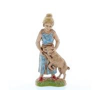 Moranduzzo Girl with Dog for Nativity Scene of 4 Inch Scale 1:20 - Unbreakable Nativity Figures - 18th Century Style, Hand-finished Painting, Official Product, Made in Italy, Sculptor M. Landi