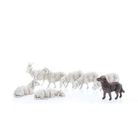 Moranduzzo Goat, Dog and 6 Sheep for Nativity Scene of 4 Inch Scale 1:20 - Unbreakable Nativity Figures - Hand-finished Painting, Official Product, Made in Italy, Sculptor M. Landi