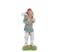 Moranduzzo Good Shepherd with Sheep on Shoulders for Nativity Scene 4 Inch Scale 1:20 - Height 3.46 in - Resin Figure, Hand-Painted, Sculptor Martino Landi