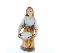 Moranduzzo Kneeling Woman with Clothes for Nativity Scene of 5 Inch Scale 1:15-Unbreakable Figures-18th Century Style, Hand-finished Painting, Official Product, Made in Italy, Sculptor M. Landi