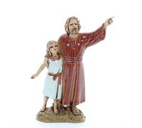 Moranduzzo Man with Girl Max Height 9.2 cm for 3.94 in Nativity Scene - STANDARD 10 - Unbreakable Figures, Arabic Style, Hand-Painted, Official Product, Made in Italy, Sculptor M. Landi