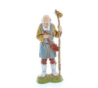 Moranduzzo Old Man with Stick for Nativity Scene 4 Inch Scale 1:20 - Height 3.42 in - Resin Figure, Hand-Painted, Sculptor Martino Landi