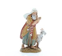 Moranduzzo Old Shepherd with Goat for Nativity Scene 3.58 Inch Scale 1:20, Max Height 3.58 in - STANDARD 10 - Resin PVC Unbreakable Figure, Hand-Painted, Official Product, Sculptor Martino Landi