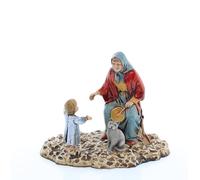 Moranduzzo Old Woman with Child for Nativity Scene of 4 Inch Scale 1:20 - Unbreakable Nativity Figures - 18th Century Style, Hand-finished Painting, Official Product, Made in Italy, Sculptor M. Landi
