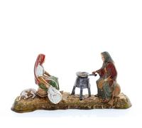 Moranduzzo Old Women Cooking by Fire - SCALE 1:20 - STANDARD 10 - Unbreakable Nativity Figures, Arab Style, Hand-Painted, Official Product, Made in Italy, Sculptor M. Landi