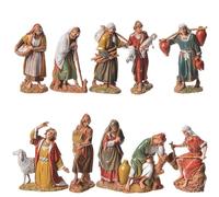 Moranduzzo Set of 10 Shepherds for 2.55 inch Nativity Scene - MINI 2.55" - Scale 1:30 - Unbreakable Hand-Finished Figurines, Sculptor M. Landi, Made in Italy