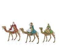 Moranduzzo Set of 3 Wise Men on Camel for 8 cm Nativity Scene - COMPACT 8 - Scale 1:22 - Unbreakable Hand-Painted Figurines, Sculptor M. Landi, Made in Italy