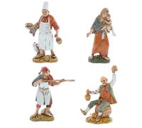 Moranduzzo Set of 4 Neapolitan Shepherds Avg H 3.54 in for Nativity Scene Scale 1:20 - STANDARD 10 - Unbreakable Figurines, '700 Style, Hand-Painted, Sculptor M. Landi