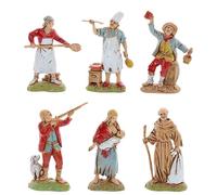 Moranduzzo Set of 6 Neapolitan Shepherds for 2.36 inch Nativity Set Scale 1:32 - MINI 6 - Unbreakable Figurine, 1700s Style, Hand-Painted, Sculptor M. Landi, Made in Italy