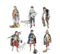 Moranduzzo Set of 6 Shepherds with Sheep for Nativity Scene of 4 Inch Scale 1:16-Unbreakable Figures-18th Century Style, Hand-finished Painting, Official Product, Made in Italy, Sculptor M. Landi