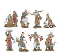 Moranduzzo Set of 8 Shepherds for 3.93 inch Nativity Scene - STANDARD 3.93" - Scale 1:20 - Unbreakable Hand-Finished Figurines, Sculptor M. Landi, Made in Italy