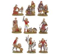 Moranduzzo Set of 9 Neapolitan Shepherds for 2.36 inch Nativity Set Scale 1:32 - MINI 6 - Unbreakable Figurine, 1700s Style, Hand-Painted, Sculptor M. Landi, Made in Italy