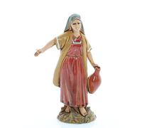 Moranduzzo Woman with Amphora H 3.70 in for 3.94 in Nativity - STANDARD 10 - Unbreakable Figure, Arabic Style, Hand-Painted, Official Product, Made in Italy, Sculptor M. Landi