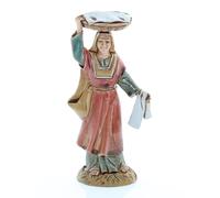 Moranduzzo Woman with Basket for 3.94 in Nativity Scene - STANDARD 10 - Unbreakable Figure, Arabic Style, Hand-Painted, Official Product, Made in Italy, Sculptor M. Landi