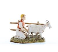 Moranduzzo Woman with Goat for Nativity Scene of 4 Inch Scale 1:20 - Unbreakable Nativity Figures - 18th Century Style, Hand-finished Painting, Official Product, Made in Italy, Sculptor M. Landi