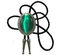 Moranse Bolo Tie Natural Colors Stone Western Celtic Style Genuine and Cowhide Rope, Patterns Cat Eyes Stone, Medium