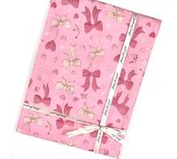 MORANTI Pink Bow Heart Pattern Bulk Tissue Gift Wrap 25 Sheets 19.7 Inch x 27.5 Inch for Birthday Wedding Valentine's Day Party Supplies