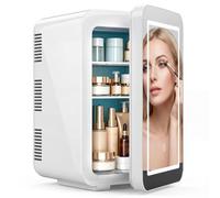 MoraRise 10L Skincare & Makeup Mini Fridge, Cooler & Warmer with LED Mirror | Portable Compact Desktop Small Beauty Fridge for Bedroom, Dressing Table & Office, AC/DC Mains