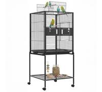 MoraRise 144cm Large Bird Cages, Budgie Cage with 360° Braked Wheels, Parrot Cage for Budgies Cockatiels Conures Parakeets Lovebirds,Black