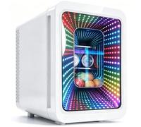 MoraRise 22L/22 Cans Mini Fridge with LED Infinity Mirror, Portable Cooler & Warmer Gaming Fridges with Adjustable Shelves, AC/DC Small Fridges for Bedroom, Office, Car, Travel, Skincare (White)