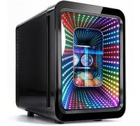 MoraRise 22L/22 Cans Mini Fridge with LED Infinity Mirror, Portable Cooler & Warmer Gaming Fridges with Adjustable Shelves, AC/DC Small Fridges for Bedroom, Office, Car, Travel, Skincare (Black)