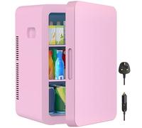 MoraRise 22L Mini Fridge for Bedrooms, 30 Cans Portable Cooler & Warmer Small Fridge, AC/DC Powered, Adjustable Shelves, Home Office, Car, Dorm, Travel, Cosmetics, Skincare, Drinks (Pink, 22L)