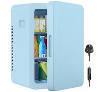 MoraRise 22L Mini Fridge for Bedrooms, 30 Cans Portable Cooler & Warmer Small Fridge, AC/DC Powered, Adjustable Shelves, Home Office, Car, Dorm, Travel, Cosmetics, Skincare, Drinks (Blue, 22L)