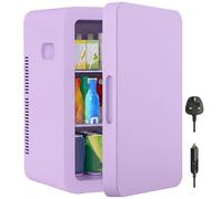 MoraRise 22L Mini Fridge for Bedrooms, 30 Cans Portable Cooler & Warmer Small Fridge, AC/DC Powered, Adjustable Shelves, Home Office, Car, Dorm, Travel, Cosmetics, Skincare, Drinks (Purple, 22L)