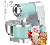 MoraRise 4-in-1 Ice Cream Maker & Stand Mixer, 1500W Kitchen Food Mixer with 6.5L Stainless Steel Bowl & 1L Frozen Treat Maker, 7 Speeds, Professional Electric Mixer for Baking, Gelato, Sorbet