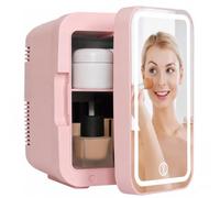 MoraRise 6L Skincare & Makeup Mini Fridge, Cooler & Warmer with LED Mirror