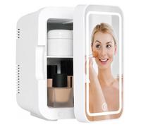 MoraRise 6L Skincare & Makeup Mini Fridge, Cooler & Warmer with LED Mirror | Portable Compact Desktop Small Beauty Fridge for Bedroom, Dressing Table & Office, AC/DC Mains