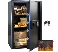 MoraRise 90L Large Fireproof Safe Box with Fireproof Document Bag, 3-Removable Shelf Home Security Safe with Digital Keypad, LED Light, Anti-Theft Lock Box for Documents Money Jewelry Valuables