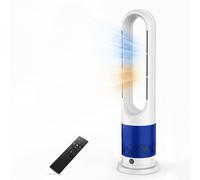 MoraRise Bladeless Tower Fan Heater, Hot and Cold Fan with Remote Control, 80° Oscillating Space Heater for Home Bedroom Office, Portable Air Cooler, Quiet Cooling & Heating (Navy Blue)