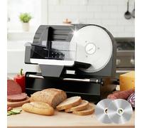 MoraRise Electric Meat Slicer for Home, 2 x 19cm Stainless Steel Blade | 200W Professional Deli Food Slicer, 0-20mm Adjustable Thickness Bread Cheese Slicer for Jerky & Biltong