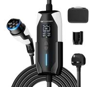 MoraRise EV Charger Cable Type 2 to 3 Pin Plug 6/8/10/13A, Electric Car Charger, 12 Hours Delay, IP65 Waterproof, Home EV Charger with Cable Holder & Portable Bag (6m) (black & white)