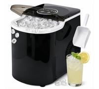 MoraRise Ice Maker Machine Countertop with LED Light, 12kg/24H, 9 Bullet Ice Cubes in 6 Mins, Self Cleaning Portable Ice Machine, 2 Sizes, Scoop & Basket for Home Kitchen Bar RV (Black, 12KG/24H)