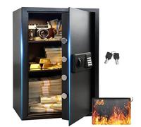 MoraRise Large Fireproof Safe Box with Fireproof Document Bag, 3-Removable Shelf Personal Home Security Safe with Digital Keypad, LED Light, Anti-Theft Lock Box (Black, 75L)