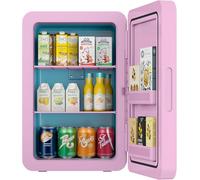 MoraRise Mini Fridge 22L/30 Cans Portable Cooler & Warmer Mini Fridge for Bedrooms with Adjustable Shelves, AC+12V DC Small Fridges for Office, Car, Travel, Cosmetics, Skincare & Drinks (Pink)